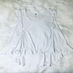 Free People White Waffle Flowy Blouse!